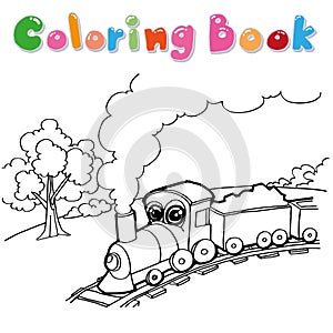 Train coloring page vector