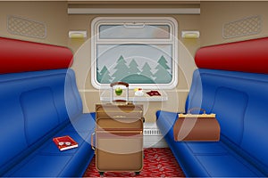 Train compartment inside view vector