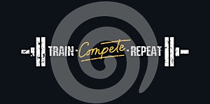 Train compete repeat banner or card