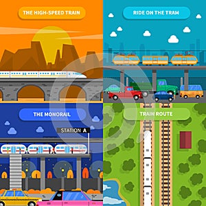 Train Concept Icons Set