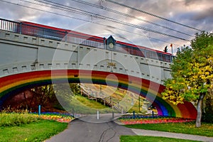 Train Crossing Over The Rainbow Bridge