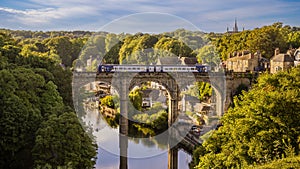 Train crossing the viaduct at Knaresborough