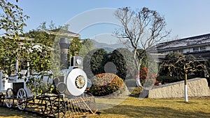 A train decoration in an apartment complex in China