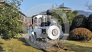 A train decoration in an apartment complex in China