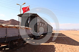 Train on display at Hejaz station, Wadi Rum, Jordan