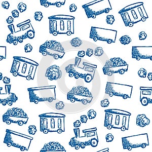 Train doodle seamless pattern