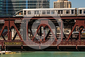 Train in downtown Chicago chicago, train, street, outdoors, usa,