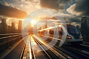 train drive futuristic city