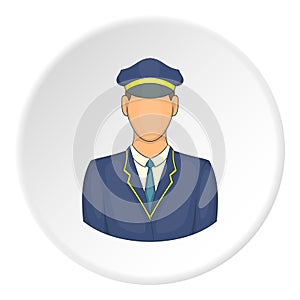 Train driver icon, cartoon style