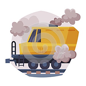Train Emitting Dark Smoke, Ecological Problem, Air Pollution Vector Illustration