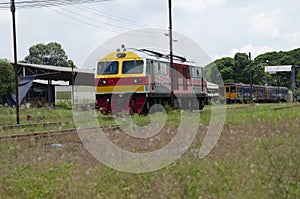 Train engines pulling trains of Thailand