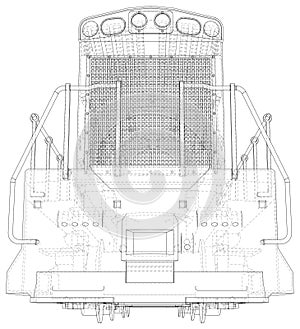 Train engines. Technical wire-frame. Vector rendering of 3d. EPS10 format