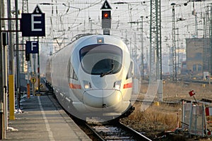 Train Entering Station In Dresden, Germany