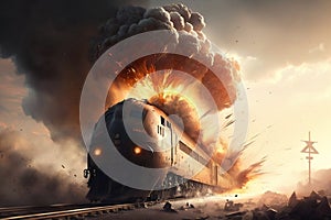 Train Explosion Transporting Hazardous Materials Causes Chaos. AI