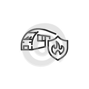 Train fire insurance line icon