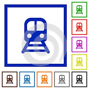 Train flat framed icons