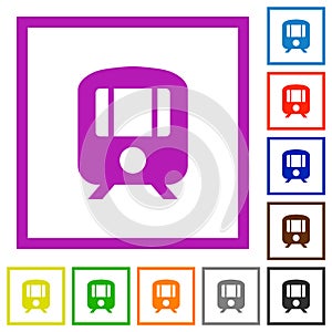 Train flat framed icons