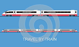 Train in flat style. Vector illustration of modern high-speed train.
