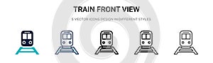 Train front view icon in filled, thin line, outline and stroke style. Vector illustration of two colored and black train front