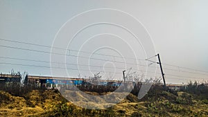 Train are going to the mountain. Trains run at very high altitudes. Indian train. Indian train track, train on mountain photo