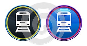 Train icon artistic glassy round buton set illustration