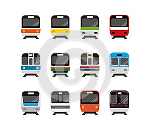 Train icon front view vector illustration set