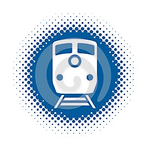 Train icon on halftone round shape