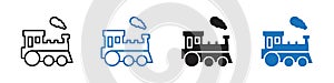 Train icon linear graphics set vector in black