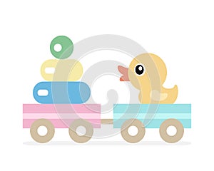 Train icon vector illustration with toy duck