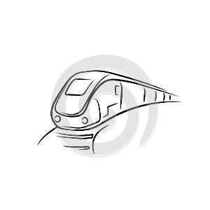 Train illustartion logo icon black outline handrawn photo