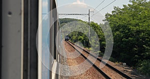 Train journey from the open window