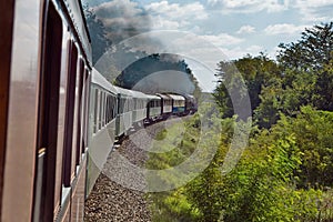 Train journey with steam locomotive