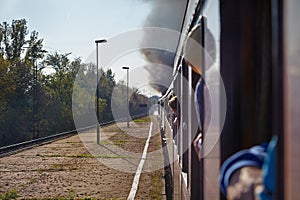 Train journey with steam locomotive