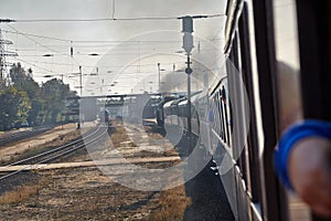 Train journey with steam locomotive