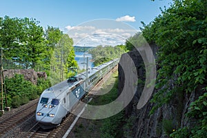 Train in a closeup, Sweden