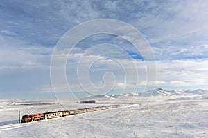 Train and landscape in Kars, Turkey photo