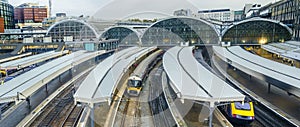 Train leaves Paddington railway station in London