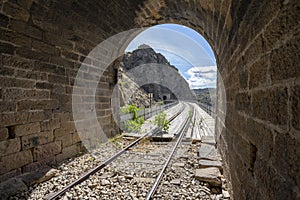 train line and tunnel belonging to the current tunnel route between la Fregeneda and Barca D'Alva. photo