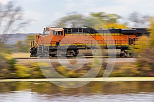 Train Locomotive Speeding Down The Track