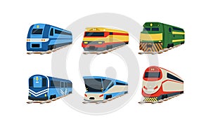 Train Locomotives Collection, Railway Carriages, Evolution of Trains Concept Vector Illustration