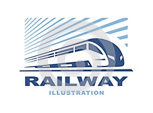 Train logo illustration on light background, emblem