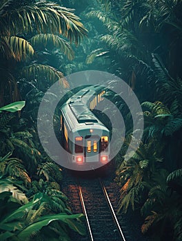 Train through Lush Green Forest
