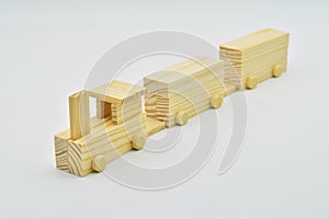 Train made with wooden blocks photo