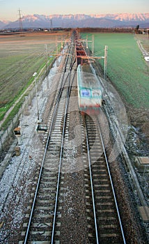 Train motion blur from above
