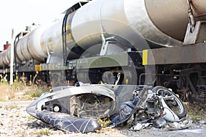 Train motorcycle accident.