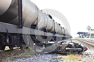 Train motorcycle accident.