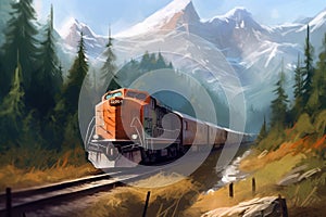 Train mountains. Generate Ai