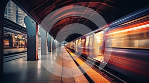 train moving at subway station