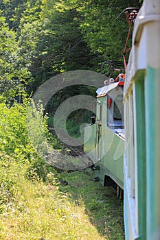 Train on narrow-gage railroad between Borjomi and