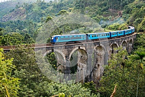 Train on the Nine Arch Bridge. Ella, Sri Lanka photo